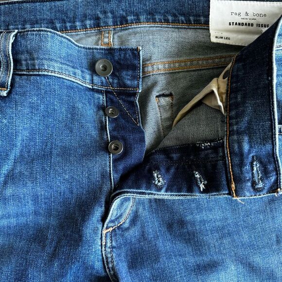 Rag & Bone Men’s Standard Issue Fit 2 Slim Button Fly Jeans Sz 36 x 33 - Picture 6 of 8